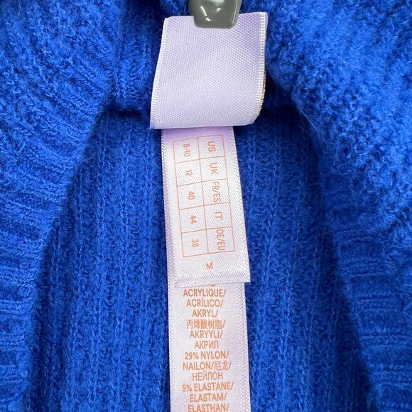 SAVAGE X FENTY Ms Minx Knit Shrug Crop Sweater Womens M Blue Ribbed Mock Neck - Picture 14 of 16